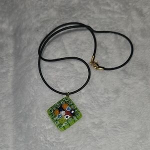 Green Mosaic Pendant Necklace